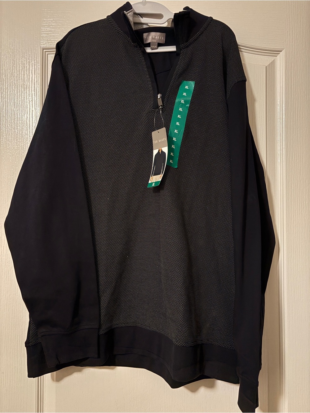 NWT Ted Baker Men's Black Quarter-Zip Sweater size XL